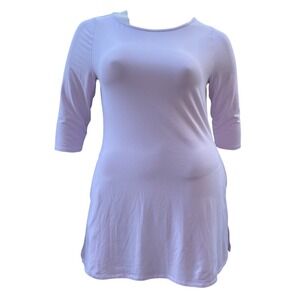 New Bamboo Tunic Top 3/4 Sleeve Pocket Lilac Purple Minimalist Soft Girl Large